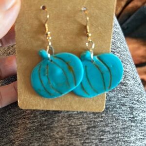 Turquoise Pumpkin Inspired Dangle Earrings